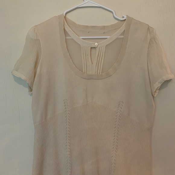 cream 2000s short sleeved blouse - Picture 3 of 3